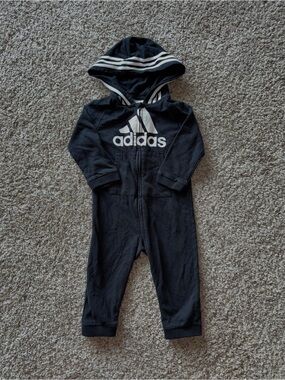 adidas Black & White Hooded One-Piece Jumper for Kids